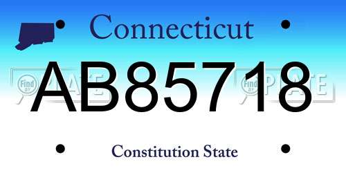 AB85718 Connecticut License Plate