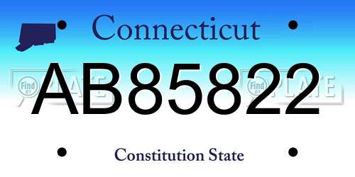 AB85822 Connecticut License Plate