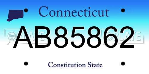 AB85862 Connecticut License Plate