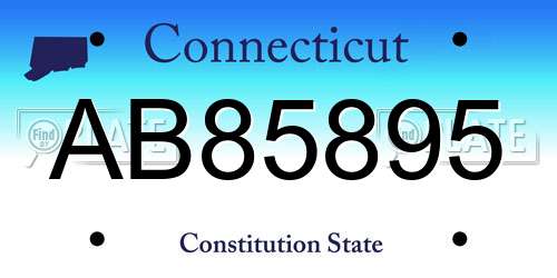AB85895 Connecticut License Plate