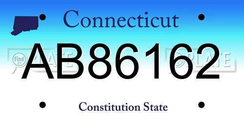 AB86162 Connecticut License Plate