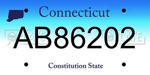 AB86202 Connecticut License Plate