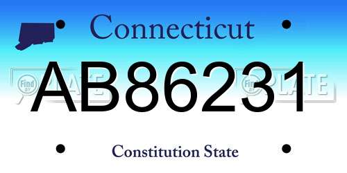 AB86231 Connecticut License Plate