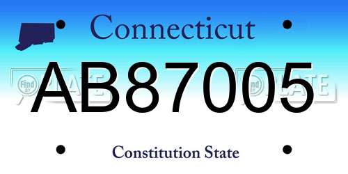 AB87005 Connecticut License Plate