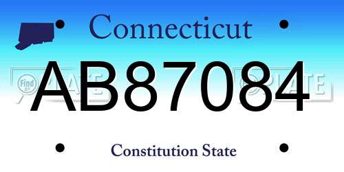 AB87084 Connecticut License Plate
