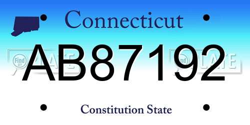 AB87192 Connecticut License Plate