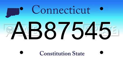 AB87545 Connecticut License Plate