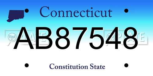 AB87548 Connecticut License Plate