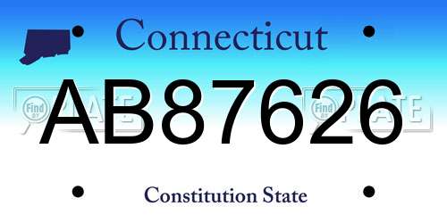 AB87626 Connecticut License Plate