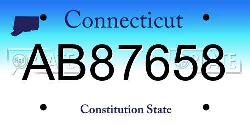 AB87658 Connecticut License Plate