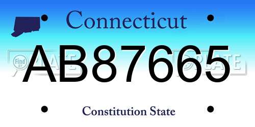 AB87665 Connecticut License Plate
