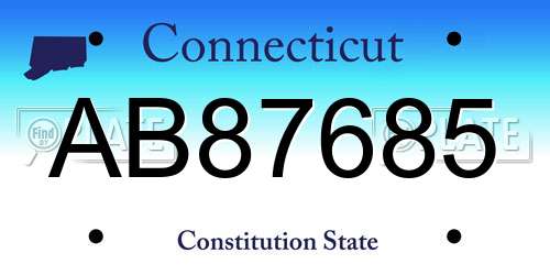 AB87685 Connecticut License Plate
