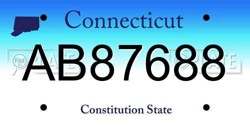 AB87688 Connecticut License Plate