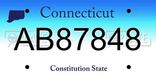 AB87848 Connecticut License Plate