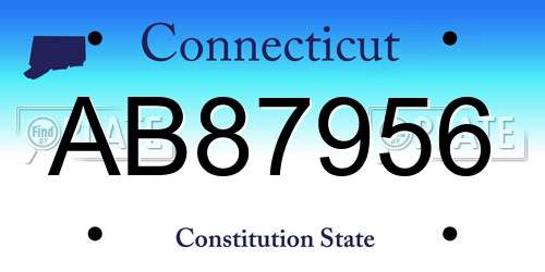 AB87956 Connecticut License Plate