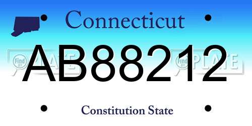 AB88212 Connecticut License Plate