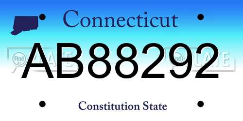 AB88292 Connecticut License Plate