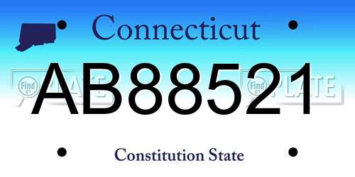 AB88521 Connecticut License Plate