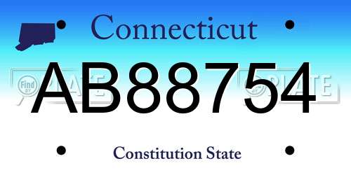 AB88754 Connecticut License Plate