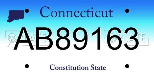 AB89163 Connecticut License Plate