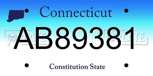 AB89381 Connecticut License Plate