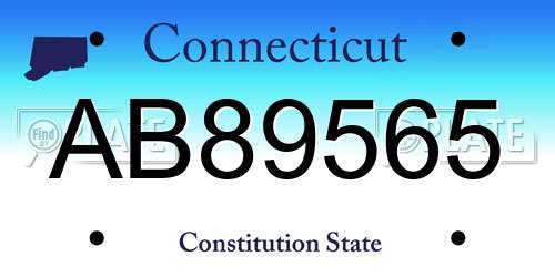 AB89565 Connecticut License Plate