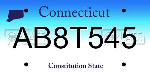 AB8T545 Connecticut License Plate