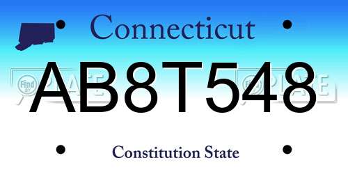 AB8T548 Connecticut License Plate