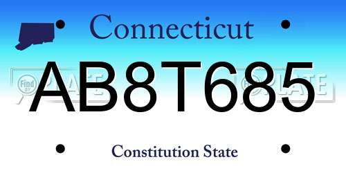 AB8T685 Connecticut License Plate