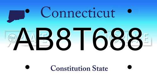 AB8T688 Connecticut License Plate