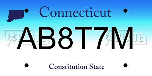 AB8T7M Connecticut License Plate