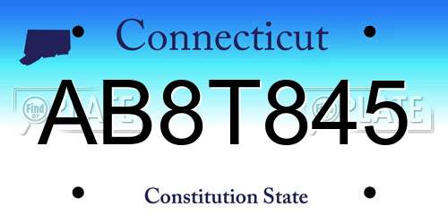 AB8T845 Connecticut License Plate