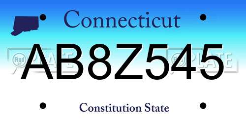AB8Z545 Connecticut License Plate