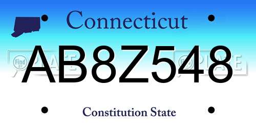 AB8Z548 Connecticut License Plate