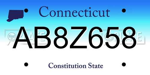 AB8Z658 Connecticut License Plate