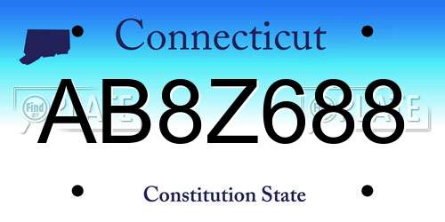 AB8Z688 Connecticut License Plate