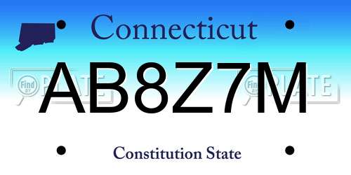 AB8Z7M Connecticut License Plate