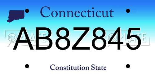 AB8Z845 Connecticut License Plate