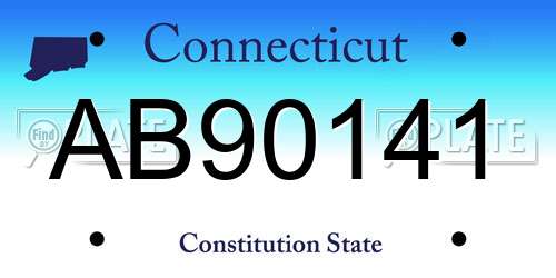 AB90141 Connecticut License Plate