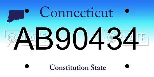 AB90434 Connecticut License Plate