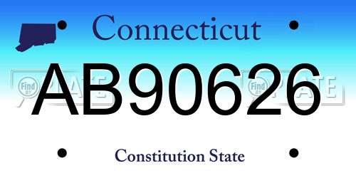AB90626 Connecticut License Plate