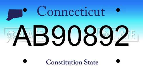 AB90892 Connecticut License Plate