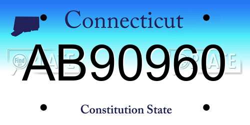 AB90960 Connecticut License Plate