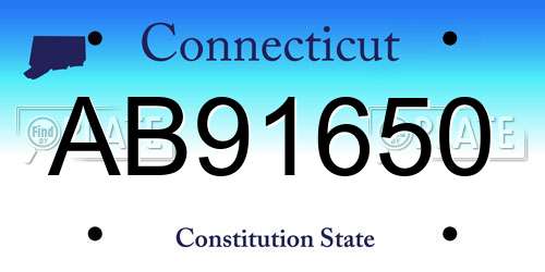 AB91650 Connecticut License Plate