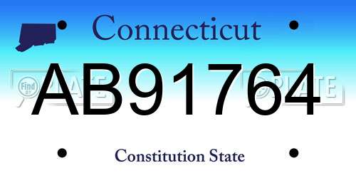 AB91764 Connecticut License Plate