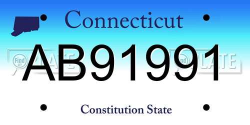 AB91991 Connecticut License Plate