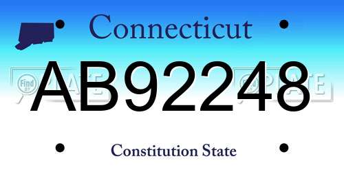 AB92248 Connecticut License Plate