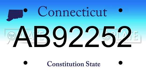 AB92252 Connecticut License Plate