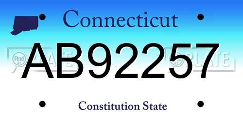 AB92257 Connecticut License Plate