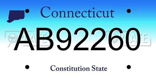 AB92260 Connecticut License Plate